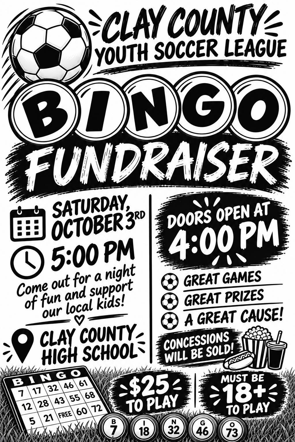Clay County Youth Soccer League Bingo Fundraiser